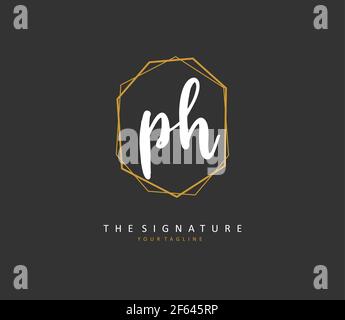 P H PH Initial letter handwriting and signature logo. A concept ...