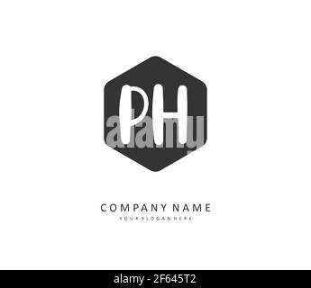 P H PH Initial letter handwriting and signature logo. A concept handwriting initial logo with template element. Stock Vector