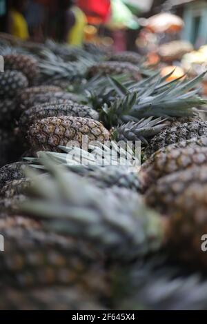 salvador, bahia / brazil - march 16, 2017: Pineapple is seen for sale at the Sao Joaquim Fair in the city of Salvador. *** Local Caption ***  . Stock Photo