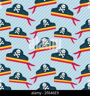 pirate hat seamless pattern vector illustration Stock Vector