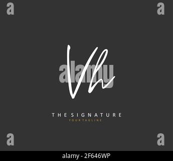 V H VH Initial letter handwriting and signature logo. A concept handwriting initial logo with template element. Stock Vector