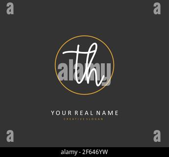 T H TH Initial letter handwriting and signature logo. A concept handwriting initial logo with template element. Stock Vector
