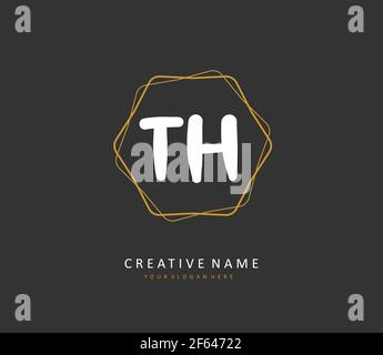 T H TH Initial letter handwriting and signature logo. A concept handwriting initial logo with template element. Stock Vector