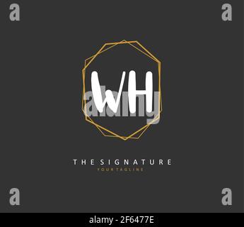 W H WH Initial letter handwriting and signature logo. A concept handwriting initial logo with template element. Stock Vector