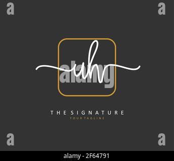 U H UH Initial letter handwriting and signature logo. A concept handwriting initial logo with template element. Stock Vector