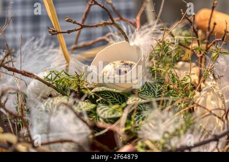 happy easter decoration with eggs, holiday Stock Photo