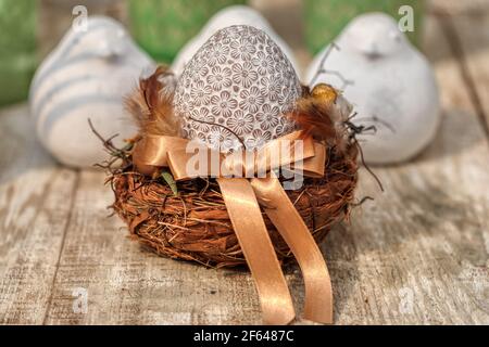 happy easter decoration with eggs, holiday Stock Photo
