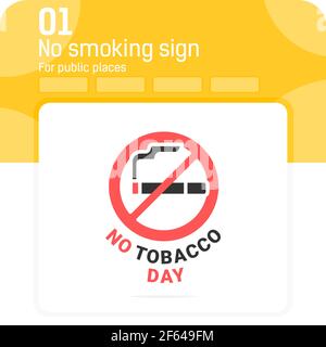 World no tobacco day sign with flat style isolated on white background. Graphics illustration world no smoking day icon sign symbol for ui, ux, web Stock Vector