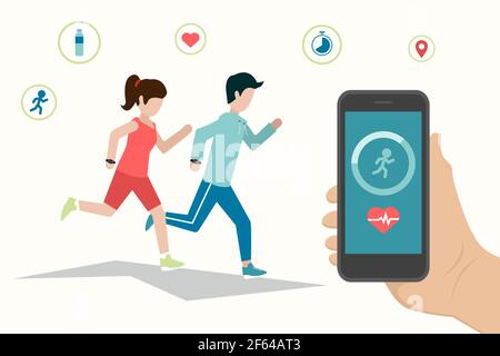 Monitoring health and sport activity application. Healthy habits tracking  app, fitness training program vector monocolor illustration Stock Vector  Image & Art - Alamy