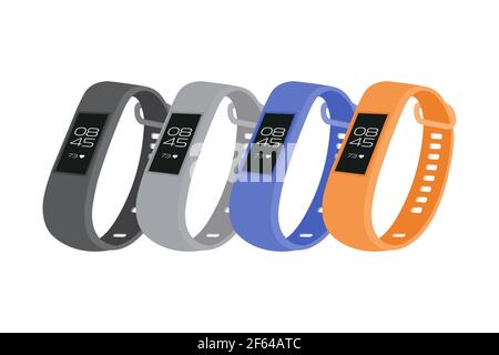 vector illustration of fitness activity tracker in different color collection Stock Vector