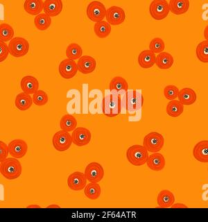 Abstract painted red flowers seamless background. Floral repeating pattern orange. Ditsy print. Seamless texture. Surface pattern design for textile Stock Photo
