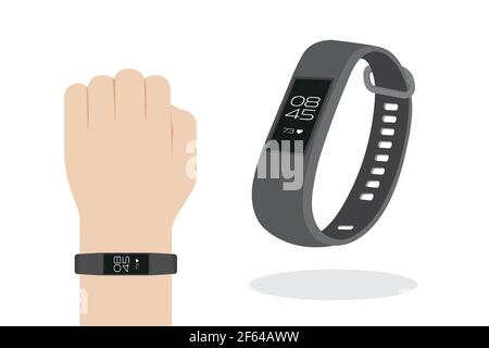 wearable technology human hand fitness activity tracker vector illustration Stock Vector