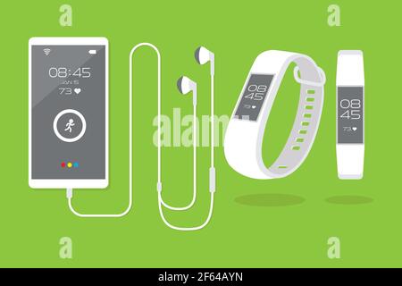 Wearable technology smartphone and fitness activity tracker vector illustration Stock Vector