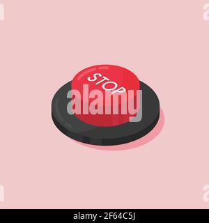 Red Stop button. vector illustration Stock Vector