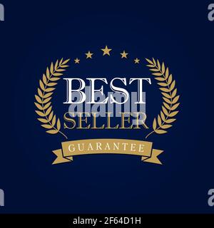 Best seller logotype with palms. Isolated vector awards emblem. Luxury congratulating template framed in palms, celebrates. Celebrating decorative tra