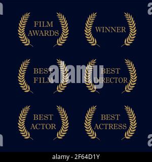 Film awards logotype. Isolated vintage retro elegant abstract emblem. Luxury congratulating framed template, prize. Celebrating decorative traditional Stock Vector