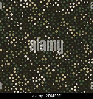Abstract seamless pattern with khaki colored chaotic circles on dark Stock Vector