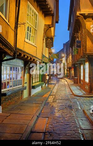UK,North Yorkshire,York,The Shambles at night