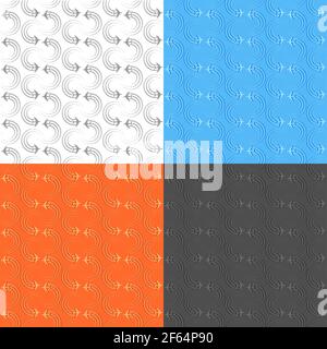 set of seamless patterns with aircraft icon with round trail of movement. Ornament for decoration and printing on fabric. Design element. Vector Stock Vector