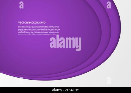 Vector modern simple oval purple and white background with paper effect. 3D ovals with soft shadows. Sample text. Stock Vector