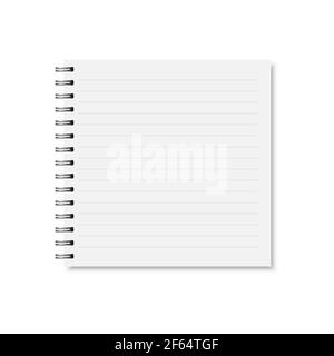 Blank realistic vector horizontal ruled square notebook with