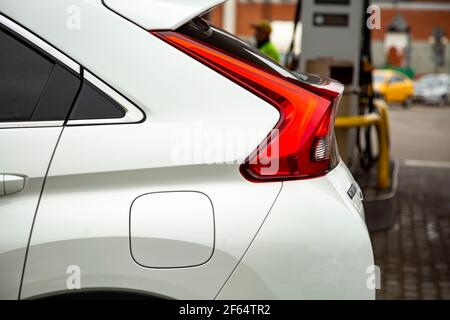 MOSCOW, RUSSIA - SEPTEMBER 30, 2019: Rear optics, brake lights, new car SUV Mitsubishi Eclipse Cross. Stock Photo