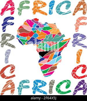 Map Africa - color background texture elephant Stock Vector