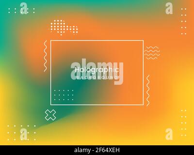 Abstract holographic background with neo memphis elements. with the colors: yellow, green Suitable for posters, social media posts Stock Vector