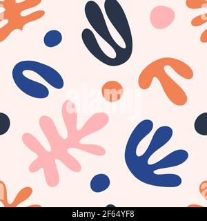 Matisse abstract organic shapes seamless pattern. Contemporary hand drawn vector illustration. Stock Vector