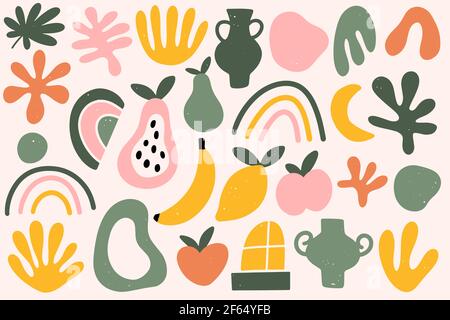 Matisse abstract organic shapes seamless pattern. Contemporary hand drawn vector illustration. Stock Vector