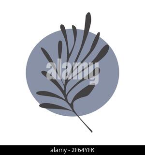 Flower silhouette on colorful round background. isolated vector Stock Vector