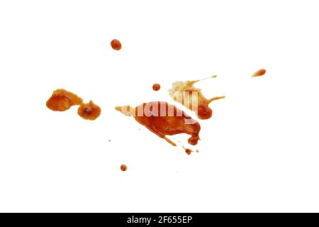 Barbecue sauce splashes isolated on white background Stock Photo