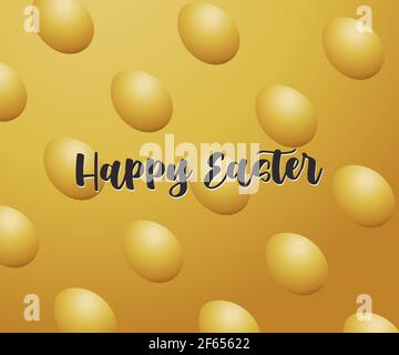 graphic illustration oval shape of golden eggs on golden background Stock Vector