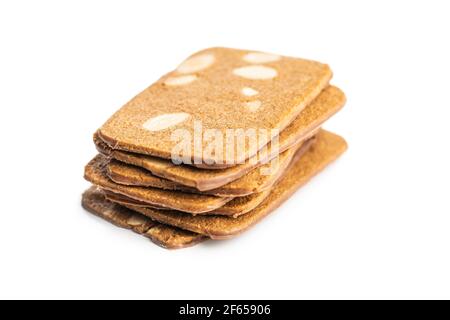 Sweet almond cookies isolated on white background. Stock Photo
