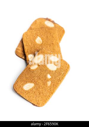 Sweet almond cookies isolated on white background. Stock Photo