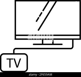 Digital TV icon in thin outline. Vector illustration. Stock Vector