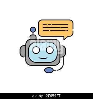 Chatbot color line icon. Pictogram for web page, mobile app, promo. UI UX GUI design element. Editable stroke. Stock Vector