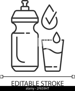 Drinking enough water linear icon Stock Vector