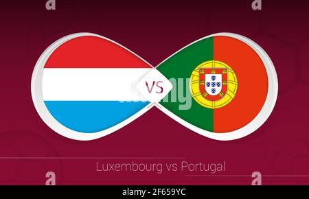Luxembourg vs Portugal in Football Competition, Group A. Versus icon on Football background. Vector illustration. Stock Vector