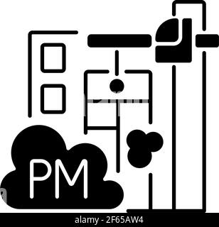 Demolition sites black linear icon Stock Vector