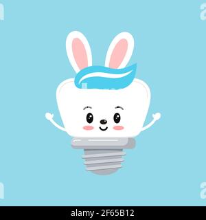 Easter tooth dental implant bow icon isolated. Stock Vector