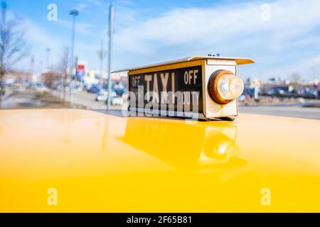 Close-up of vintage American taxi elements. High quality photo Stock Photo