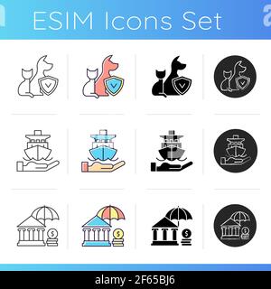 Insurance and protection icons set Stock Vector