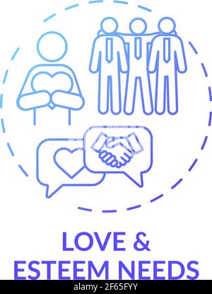Love and esteem needs blue gradient concept icon Stock Vector