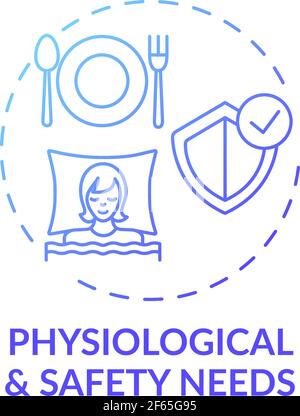 Physiological and safety needs dark blue gradient concept icon Stock Vector