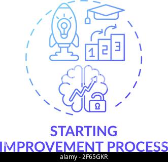 Starting improvement process blue gradient concept icon Stock Vector