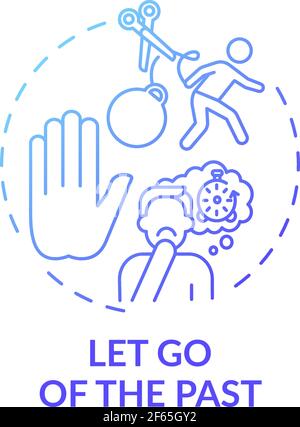 Let go of the past blue gradient concept icon Stock Vector