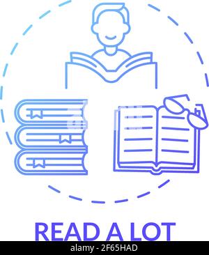 Read a lot blue gradient concept icon Stock Vector