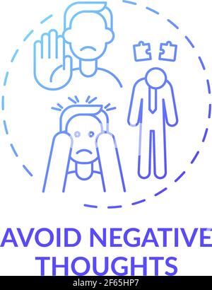 Avoid negative thought blue gradient concept icon Stock Vector