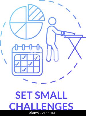 Set small challenges blue gradient concept icon Stock Vector